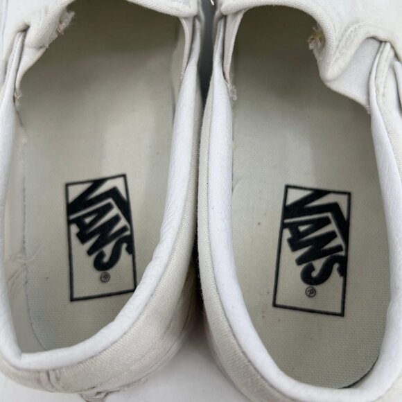 Vans White Classic Slip-On Canvas Sneakers | Size 7.5 - Picture 2 of 10